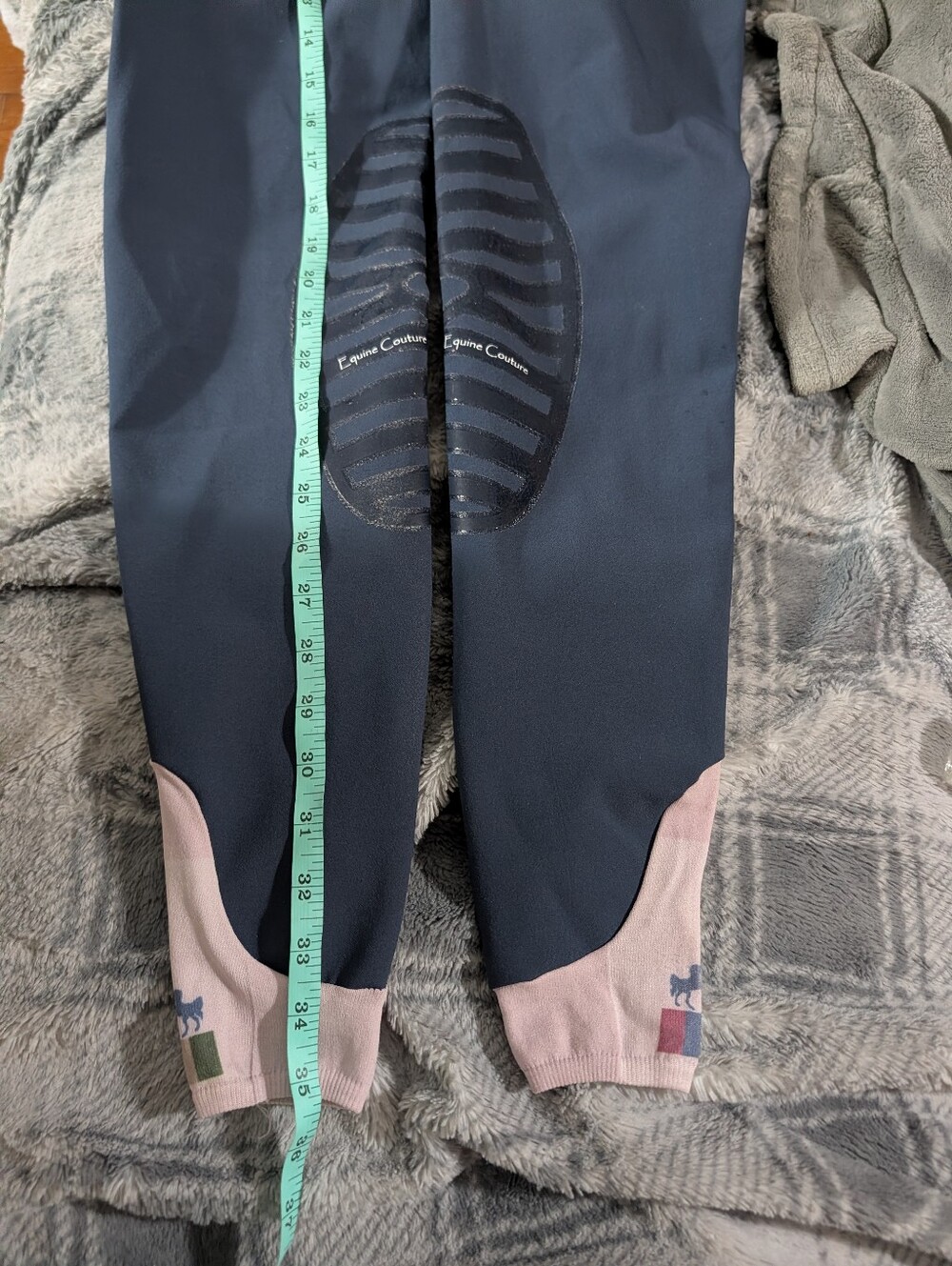 Equine Couture Let's Ride Knee Patch Breeches - Slate Blue, Gutos Closure, Sz 26 - Picture 10 of 10